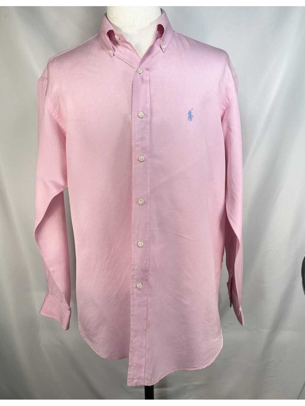 Ralph Lauren Blake Oxford Silk Linen Button Up Pink Mens M